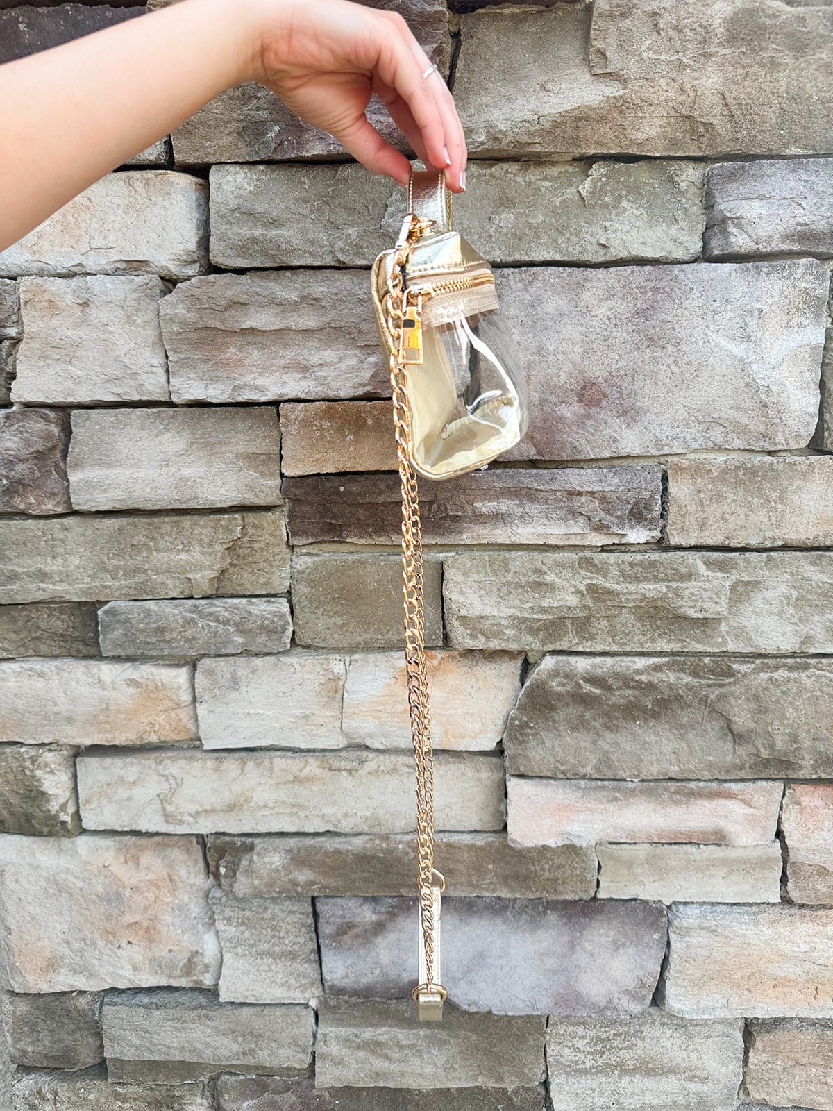 [BC Bags] Game Day Glam Clear Crossbody Bag in Gold - The Pink Pineapple 850