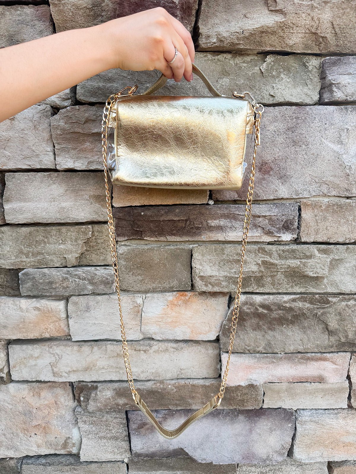 [BC Bags] Game Day Glam Clear Crossbody Bag in Gold - The Pink Pineapple 850