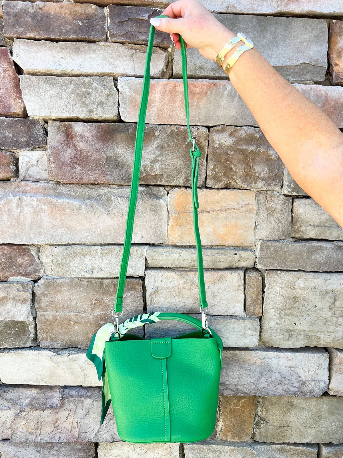 [BC Bags] Green Scarf Strap Small Tote - The Pink Pineapple 850
