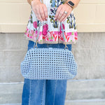 [BC Bags] Light Blue Braided Weave Clutch Handbag - The Pink Pineapple 850