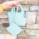 [BC Bags] Mint Woven Small Tote - The Pink Pineapple 850