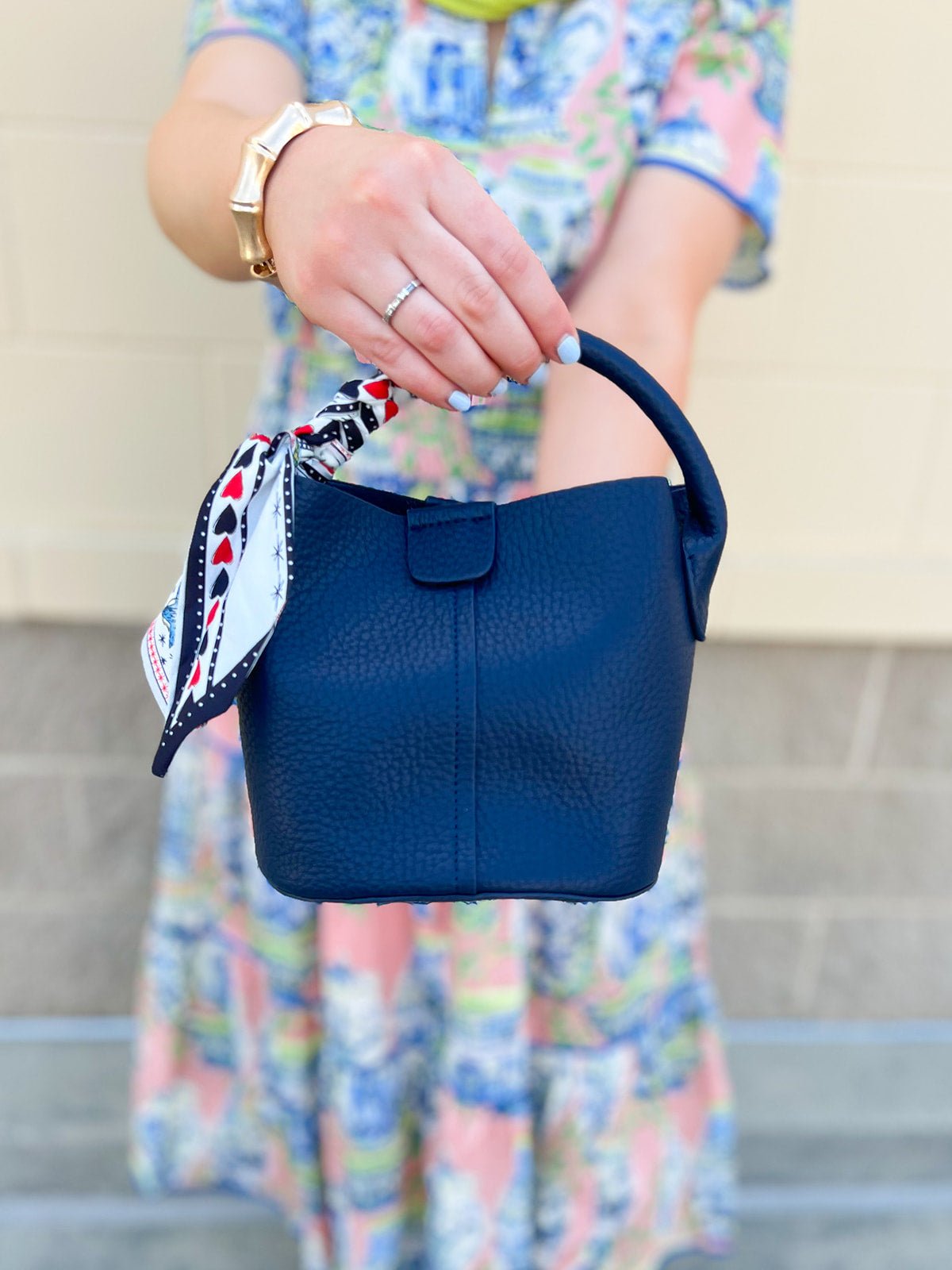 [BC Bags] Navy Scarf Strap Small Tote - The Pink Pineapple 850