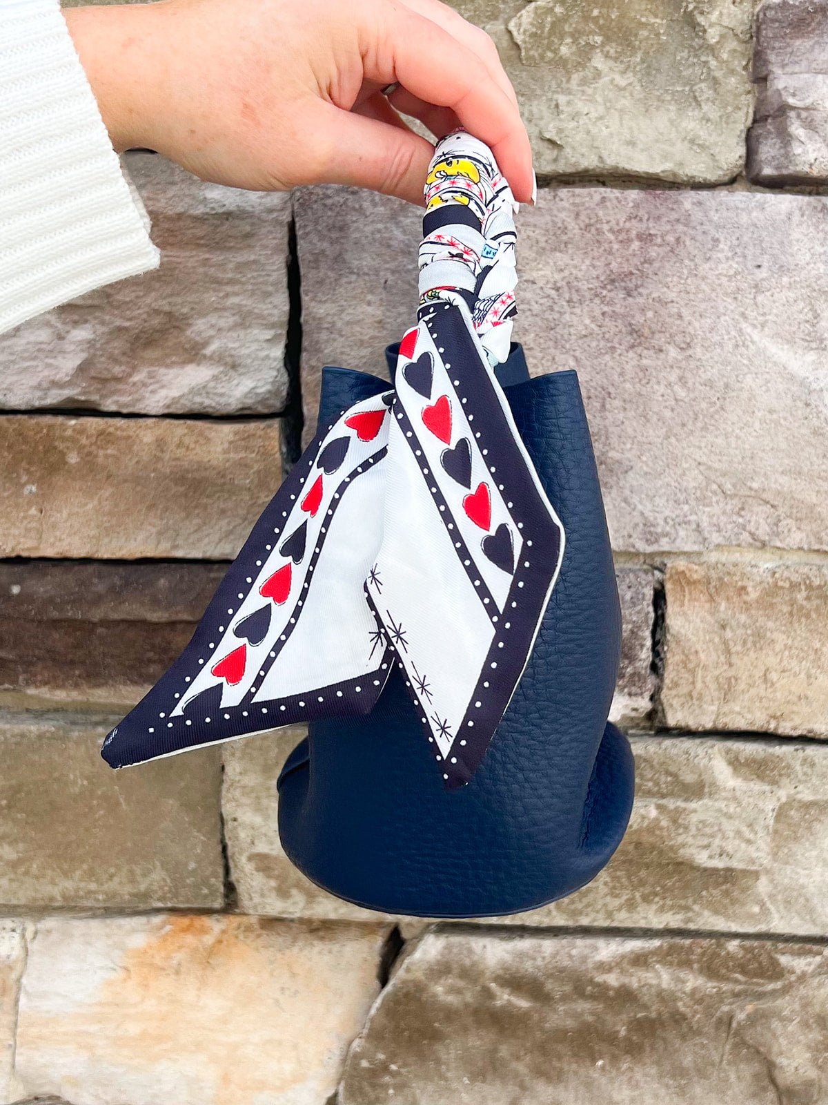 [BC Bags] Navy Scarf Strap Small Tote - The Pink Pineapple 850