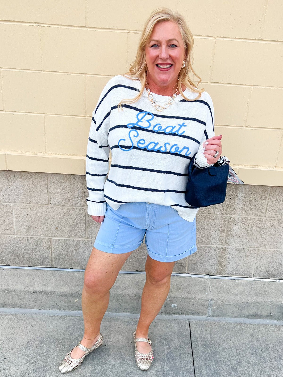 [BC Bags] Navy Scarf Strap Small Tote - The Pink Pineapple 850