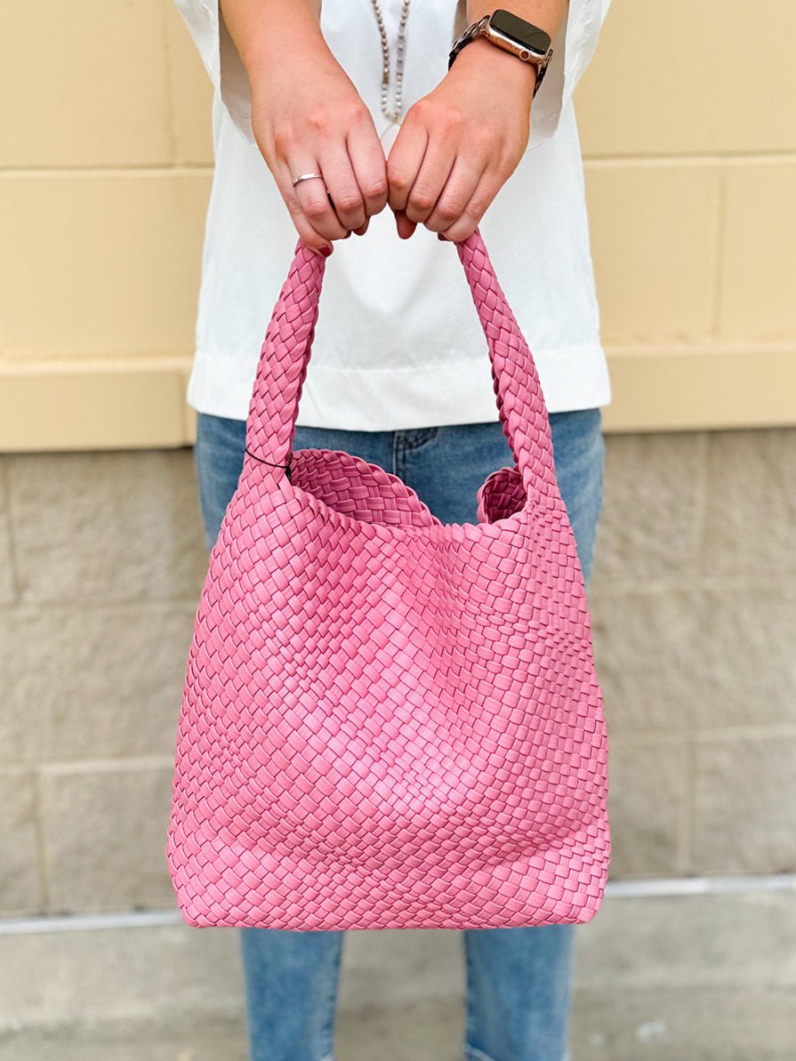 [BC Bags] Pink Woven Handbag - The Pink Pineapple 850