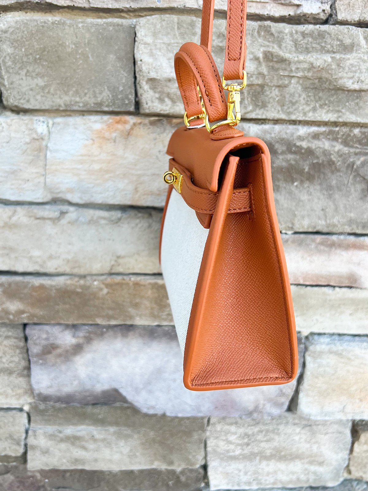 [BC Bags] Warm Caramel Leather Small Tote - The Pink Pineapple 850