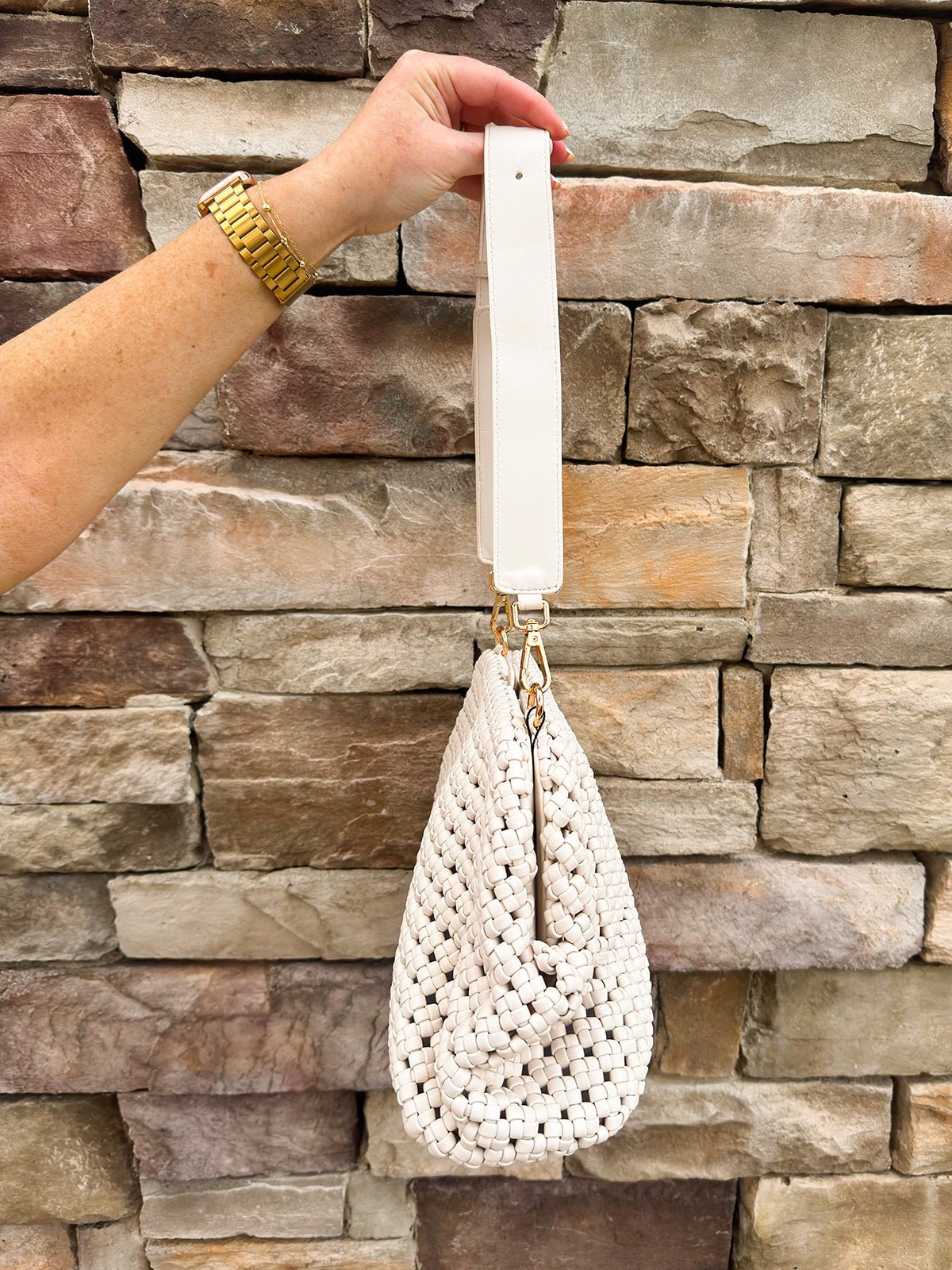 [BC Bags] White Braided Weave Clutch Handbag - The Pink Pineapple 850