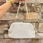 [BC Bags] White Braided Weave Clutch Handbag - The Pink Pineapple 850
