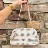 [BC Bags] White Braided Weave Clutch Handbag - The Pink Pineapple 850