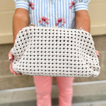 [BC Bags] White Braided Weave Clutch Handbag - The Pink Pineapple 850