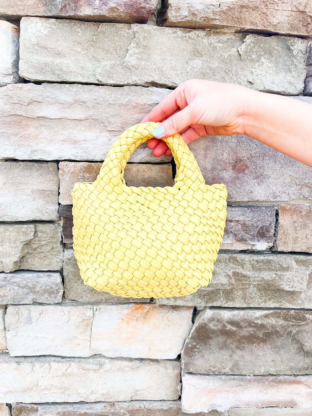 [BC Bags] Yellow Woven Small Tote - The Pink Pineapple 850