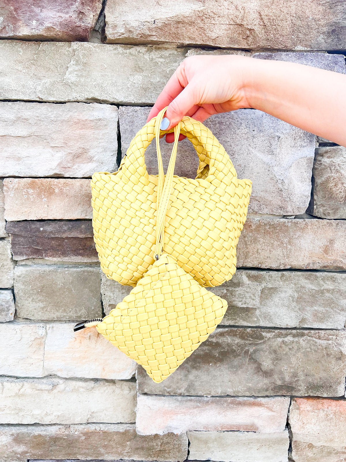 [BC Bags] Yellow Woven Small Tote - The Pink Pineapple 850