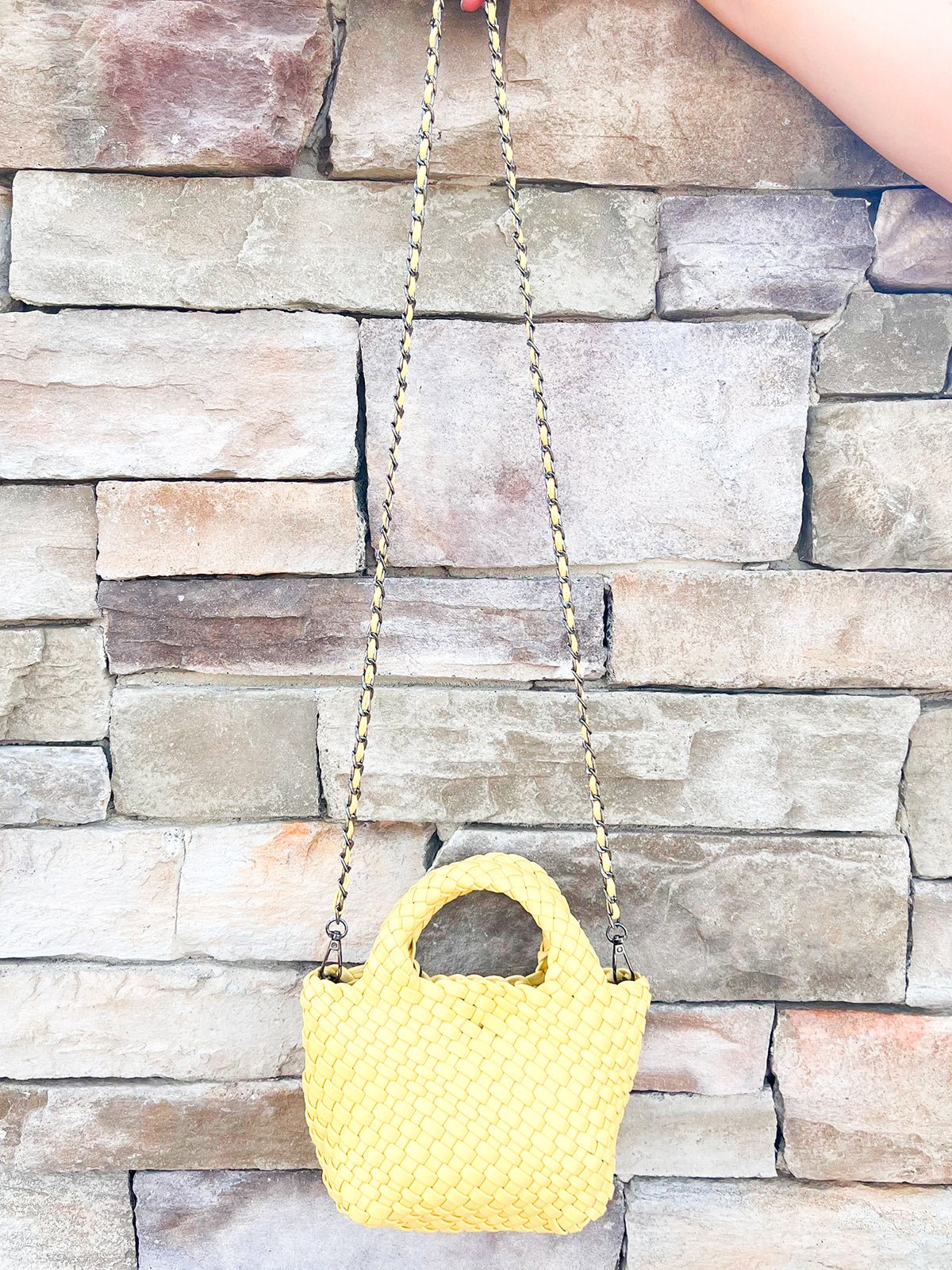 [BC Bags] Yellow Woven Small Tote - The Pink Pineapple 850