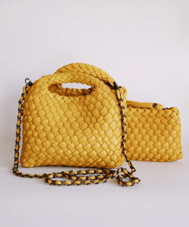 [BC Bags] Yellow Woven Small Tote - The Pink Pineapple 850