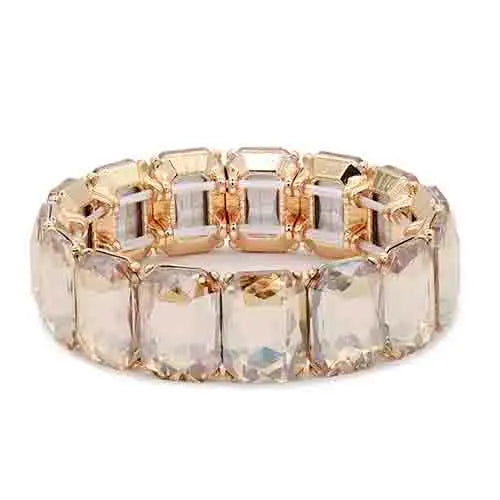 Crystal Stone Stretch Bracelet-Gold