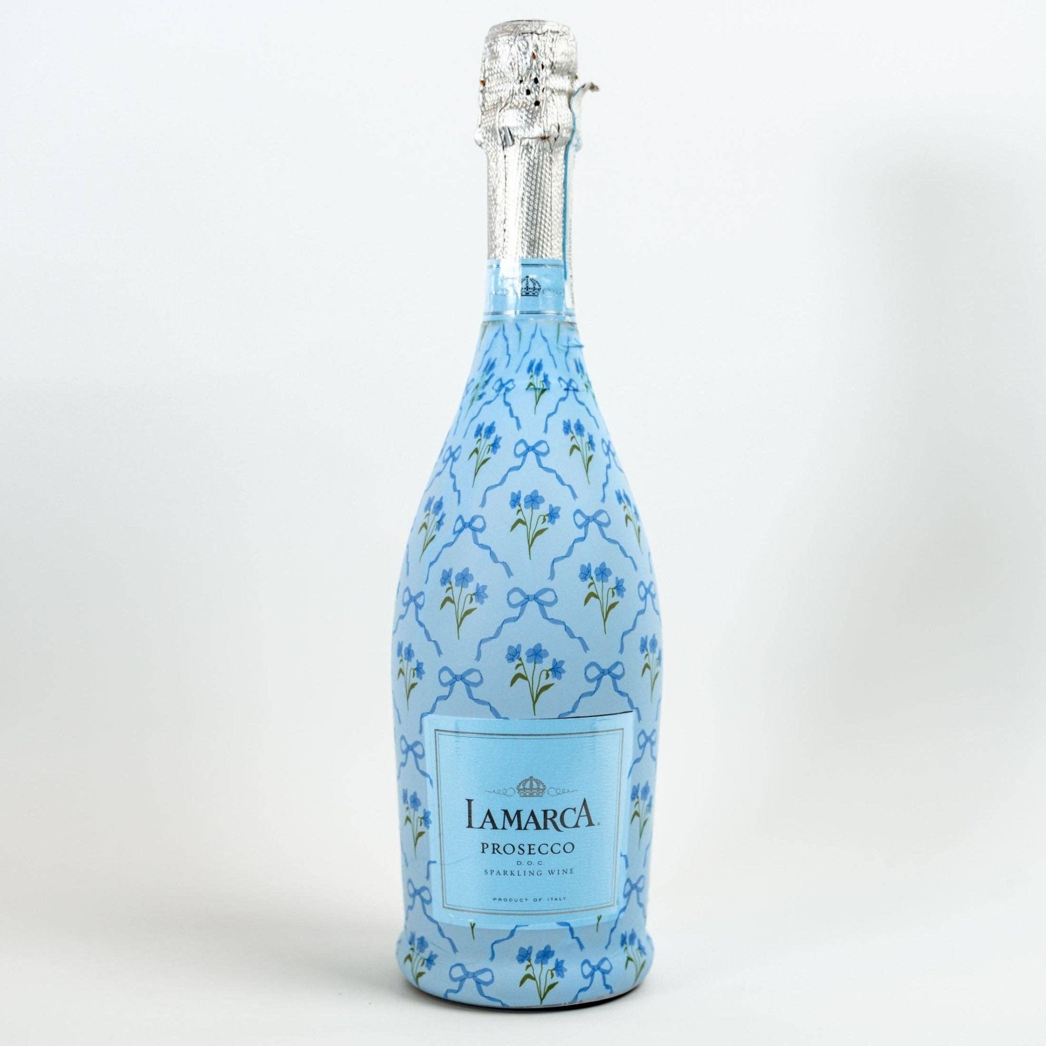 Beau Bottle Blue Bows and Blossoms - Prosecco Collection - The Pink Pineapple 850