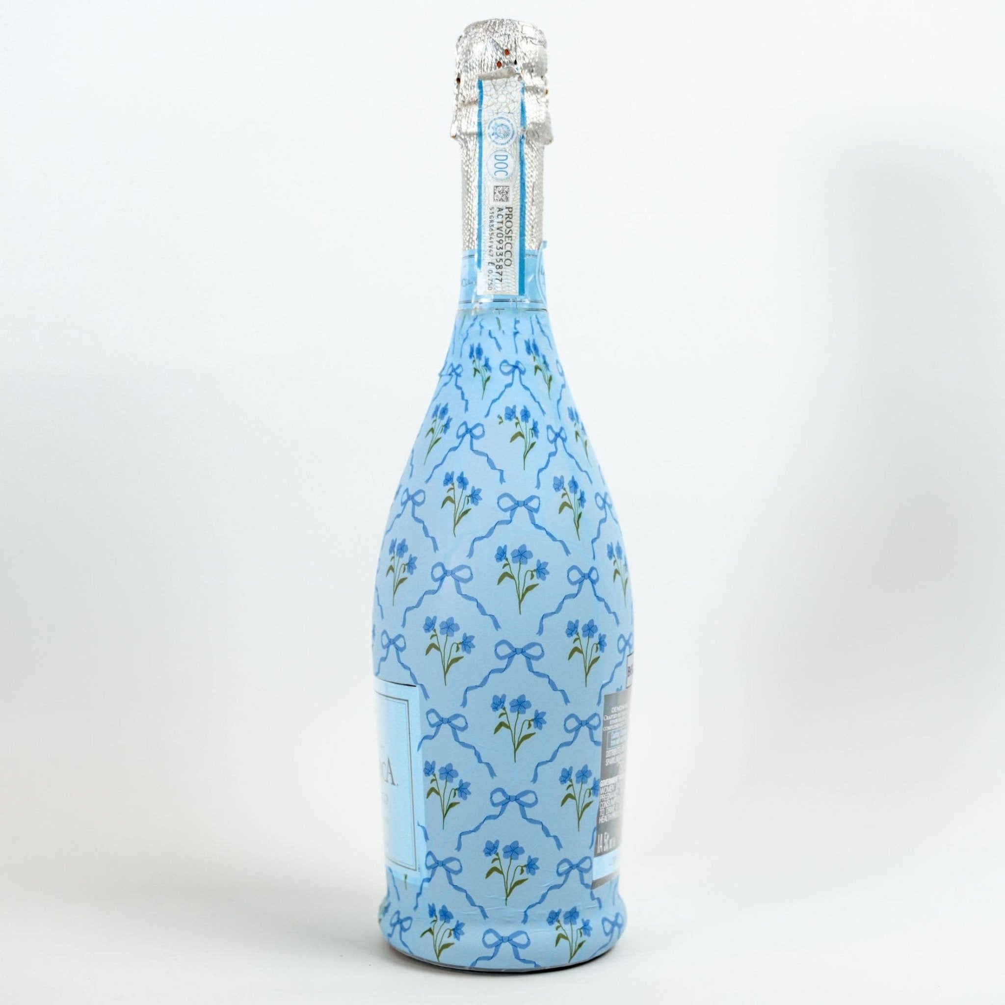 Beau Bottle Blue Bows and Blossoms - Prosecco Collection - The Pink Pineapple 850