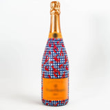 Champagne bottle wrap with blue gingham and lobster print