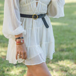 Bella Brass Buckle Leather Belt in Black - The Pink Pineapple 850