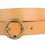 Bella Brass Buckle Leather Belt in Camel - The Pink Pineapple 850