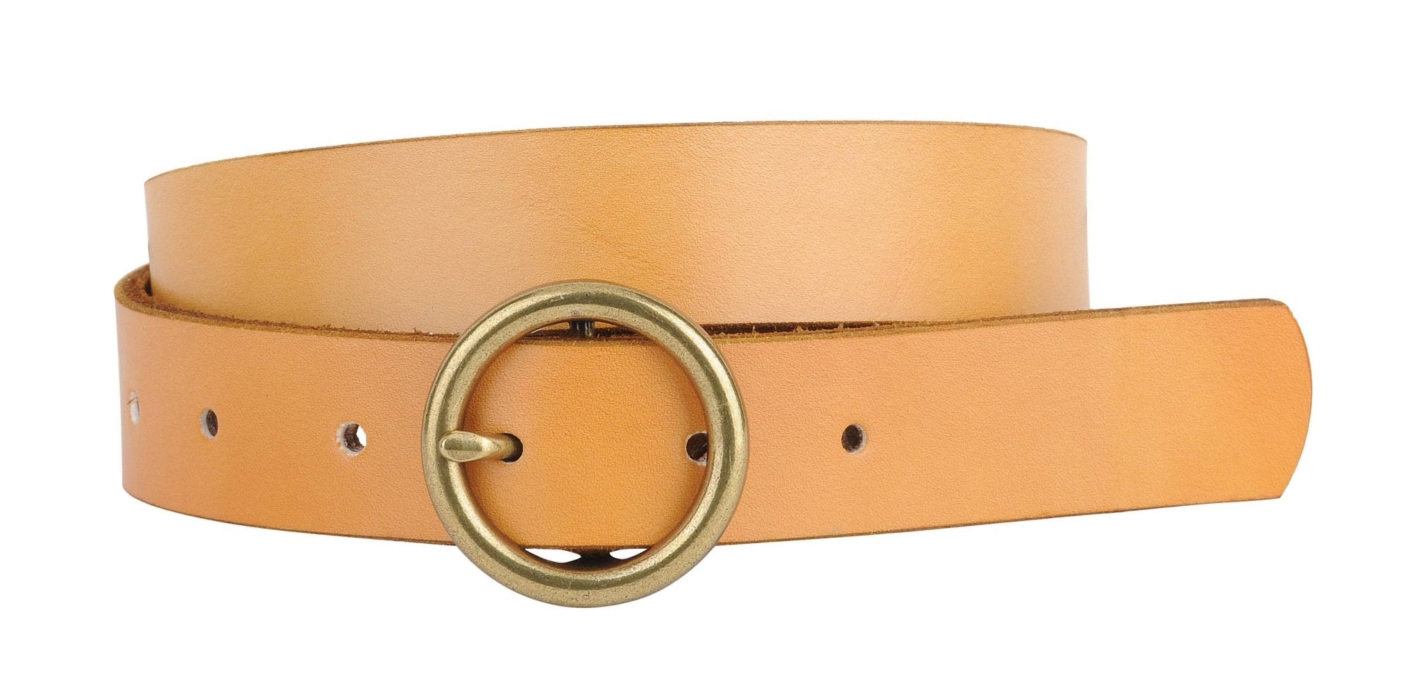 Bella Brass Buckle Leather Belt in Camel - The Pink Pineapple 850