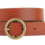 Bella Brass Buckle Leather Belt in Tan - The Pink Pineapple 850