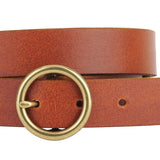 Bella Brass Buckle Leather Belt in Tan - The Pink Pineapple 850