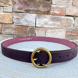 Bella Chocolate Suede Belt with Brass Circle Buckle - The Pink Pineapple 850