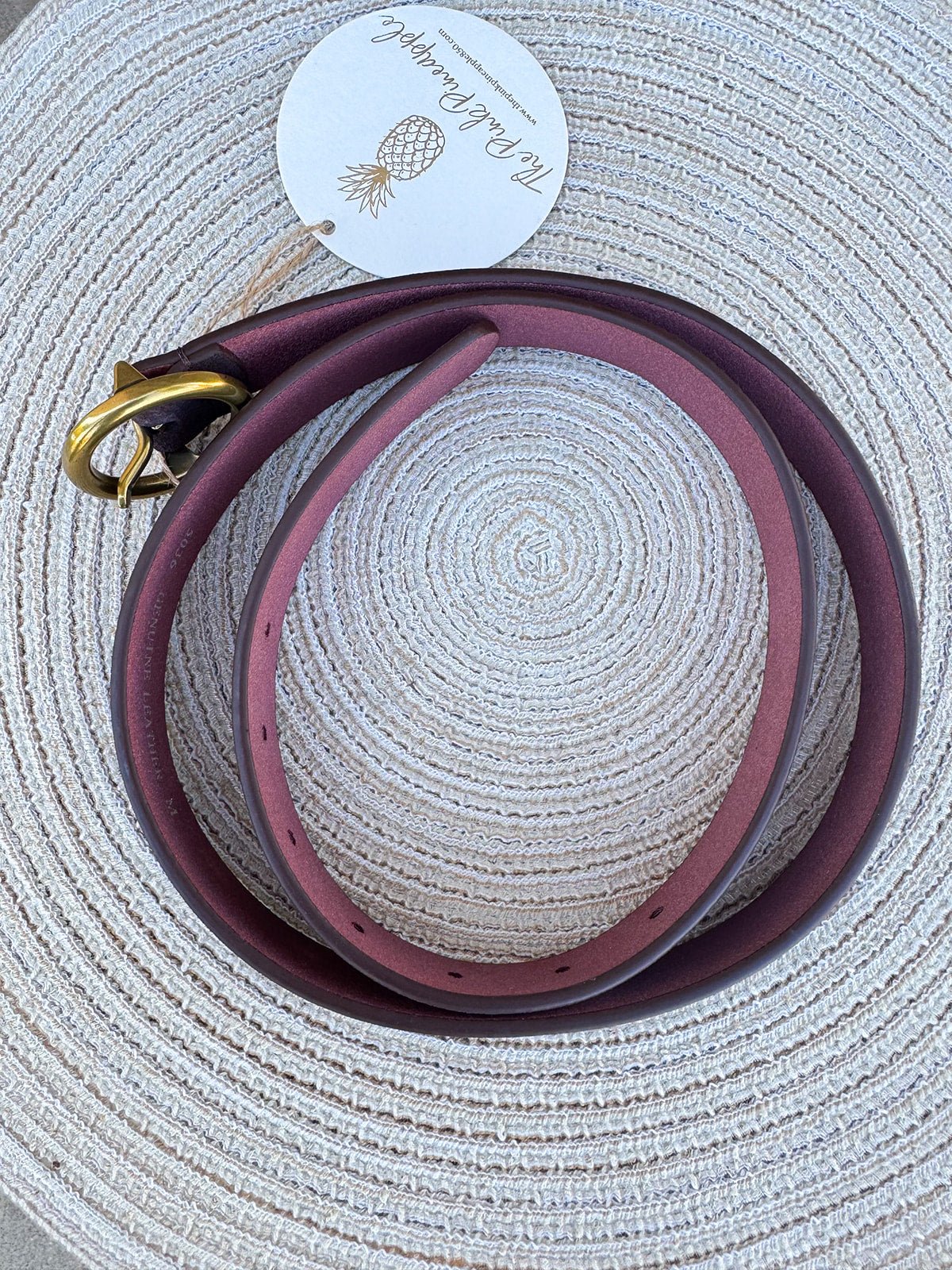 Bella Chocolate Suede Belt with Brass Circle Buckle - The Pink Pineapple 850