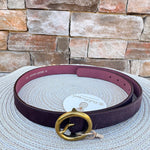 Bella Chocolate Suede Belt with Brass Circle Buckle - The Pink Pineapple 850