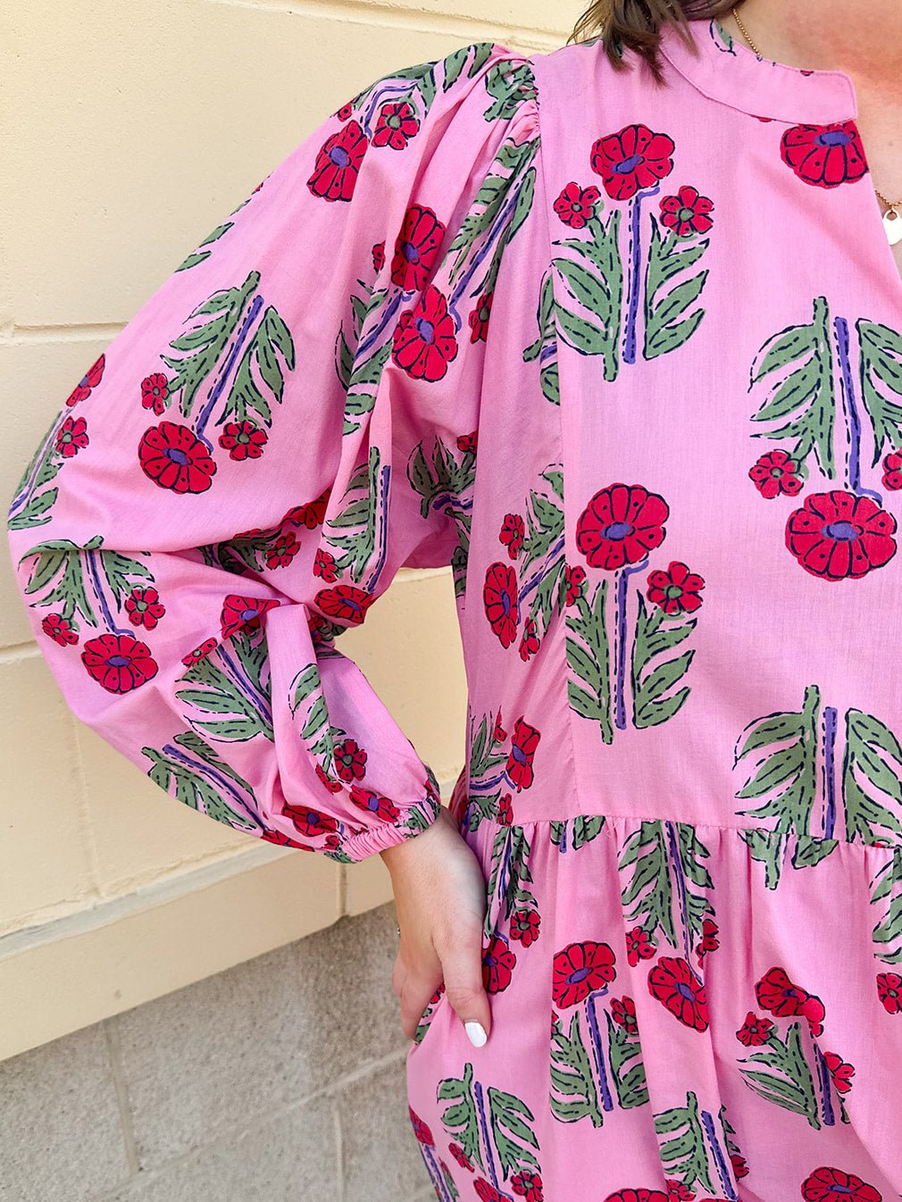 Berry Merry Balloon Sleeve Midi Dress - The Pink Pineapple 850