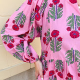 Berry Merry Balloon Sleeve Midi Dress - The Pink Pineapple 850