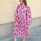 Berry Merry Balloon Sleeve Midi Dress - The Pink Pineapple 850