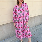 Berry Merry Balloon Sleeve Midi Dress - The Pink Pineapple 850