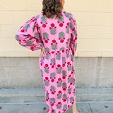 Berry Merry Balloon Sleeve Midi Dress - The Pink Pineapple 850