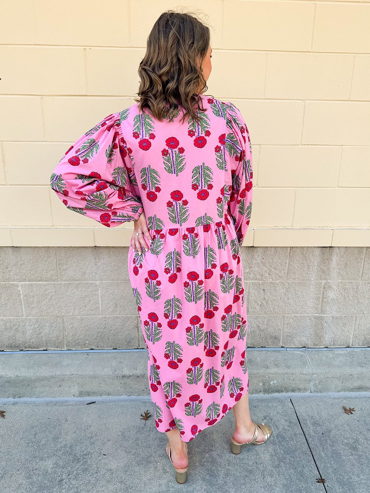 Berry Merry Balloon Sleeve Midi Dress - The Pink Pineapple 850