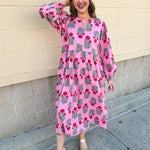 Berry Merry Balloon Sleeve Midi Dress - The Pink Pineapple 850