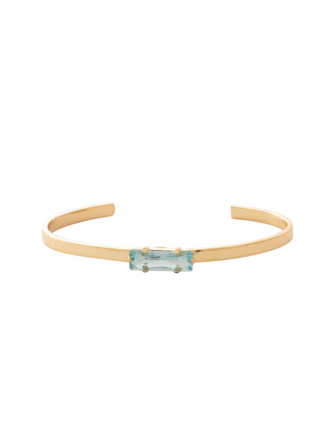 Bright gold cuff bracelet with crystal accents from Sorrelli’s Aquamarine collection.