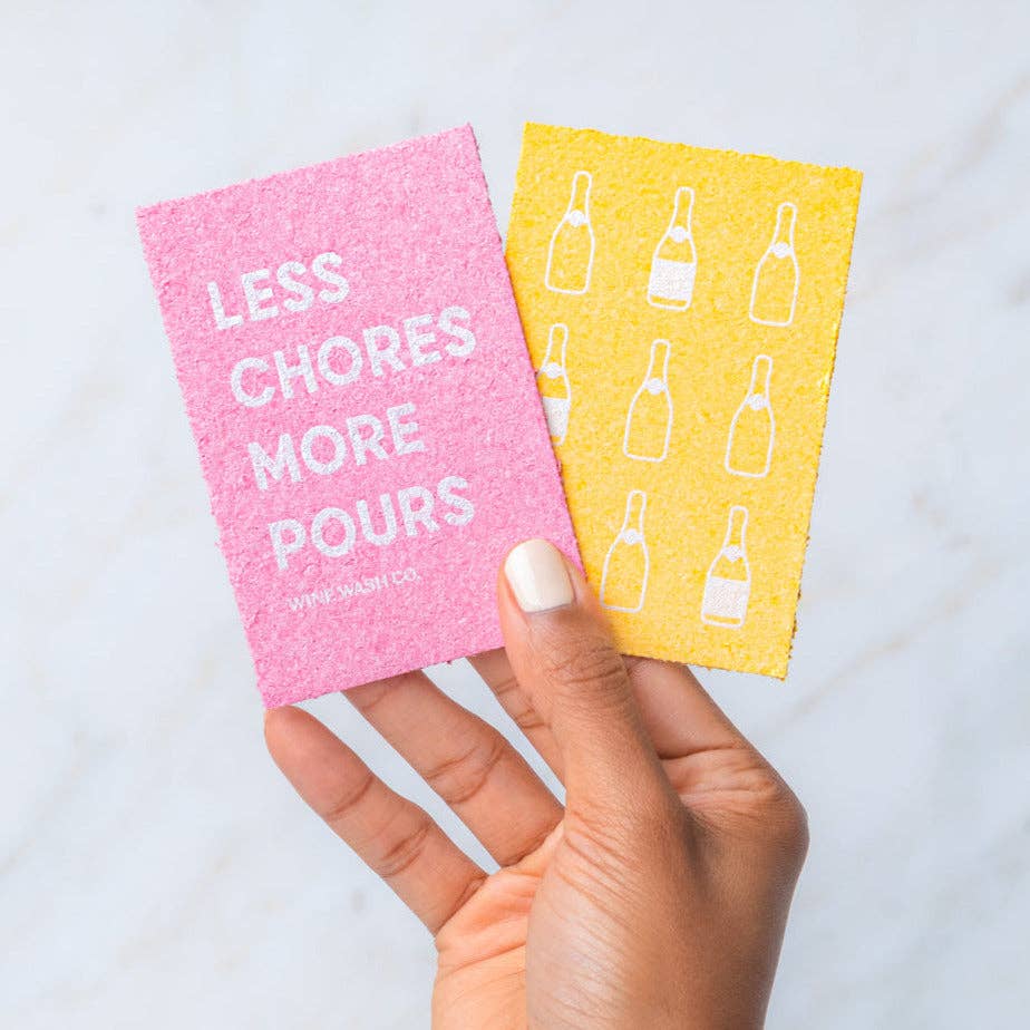 Biodegradable Pop - Up Sponge - Less Chores More Pours - The Pink Pineapple 850