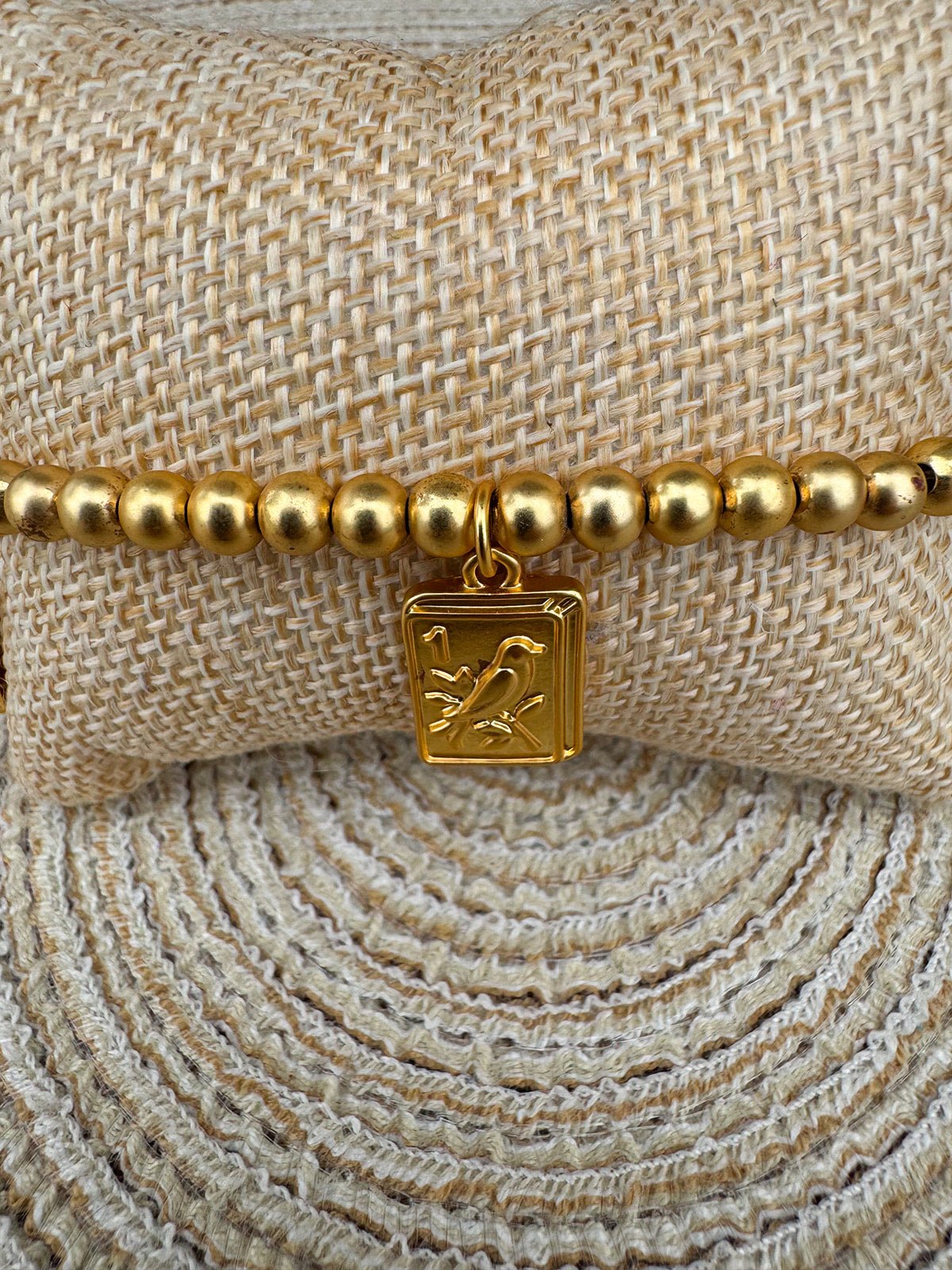 Bird Bam 24K Plated Ball Bead Stretch Bracelet - The Pink Pineapple 850