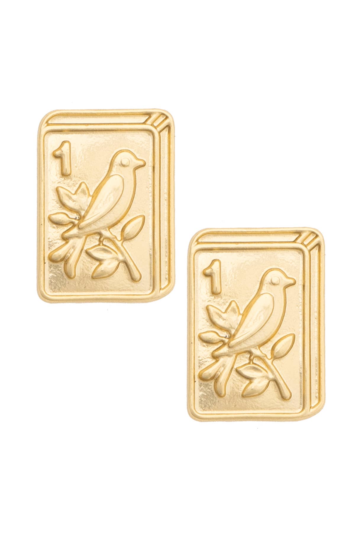 Bird Bam 24K Plated Tile Stud Earrings - The Pink Pineapple 850