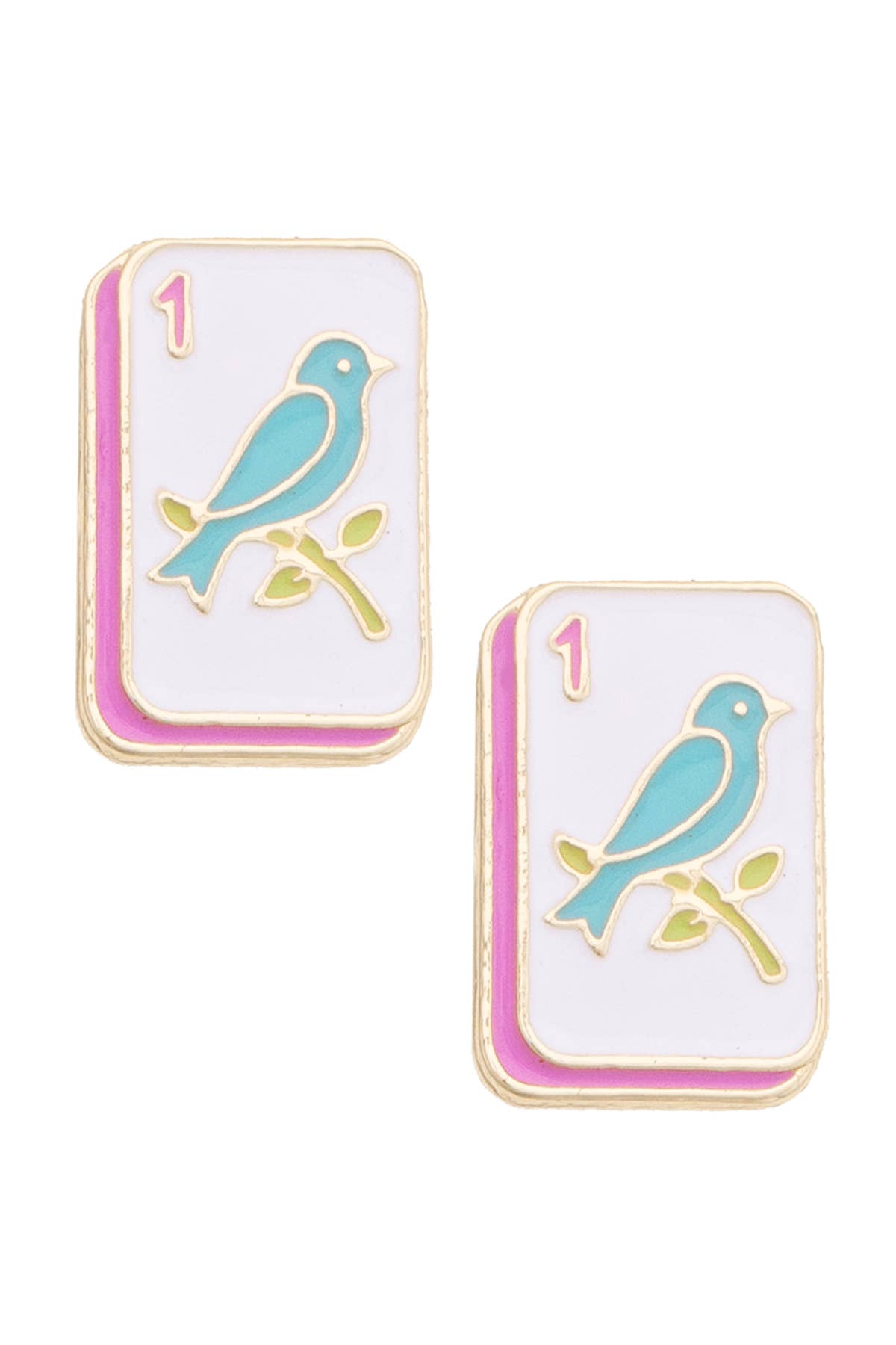 Bird Bam Enamel Stud Earrings in Multi - The Pink Pineapple 850