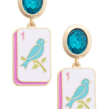Bird Bam Rhinestone Drop Earrings in Aqua - The Pink Pineapple 850