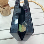 Black Marble Needlepoint Acrylic Box Clutch - The Pink Pineapple 850
