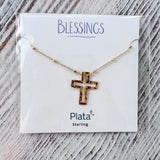 Blessings Cutout Cross Necklace with Textured Chain - The Pink Pineapple 850