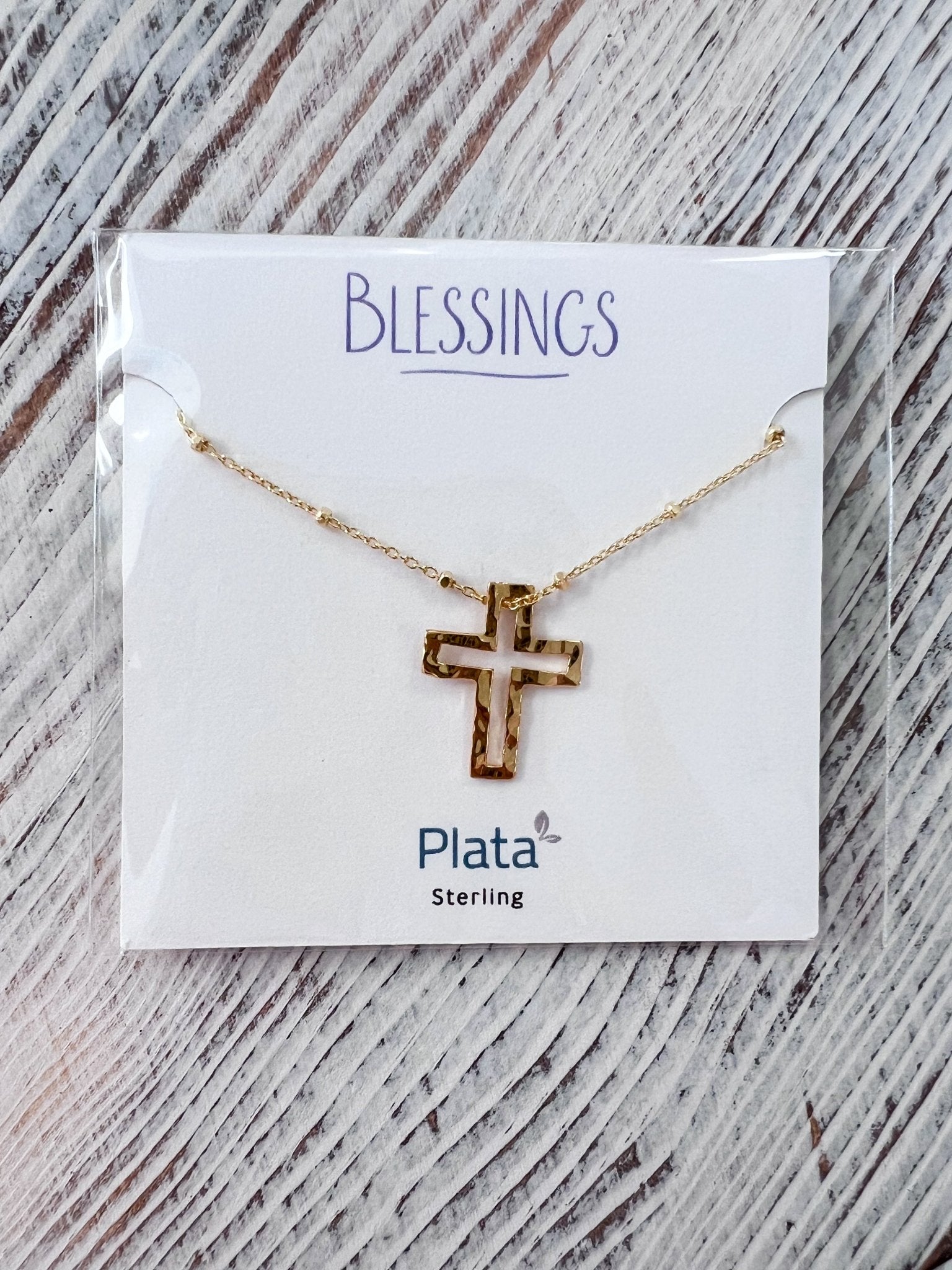 Blessings Cutout Cross Necklace with Textured Chain - The Pink Pineapple 850