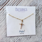 Blessings Thin Cross Necklace with Textured Chain - The Pink Pineapple 850