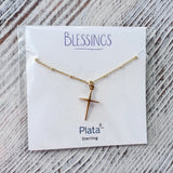 Blessings Thin Cross Necklace with Textured Chain - The Pink Pineapple 850