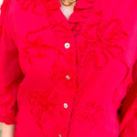 Bloom Haven 3D Floral Top in Holiday Red - The Pink Pineapple 850
