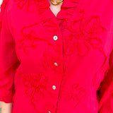 Bloom Haven 3D Floral Top in Holiday Red - The Pink Pineapple 850